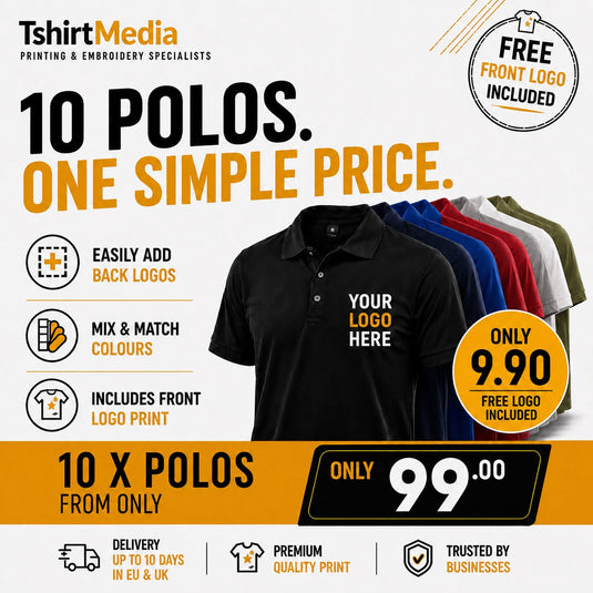 10 Polo Shirts Bundle - Free Logo