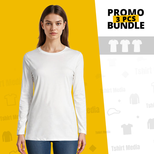 3 Bundle Pack - 3 Long Sleeve T-shirts Super Premium - Woman