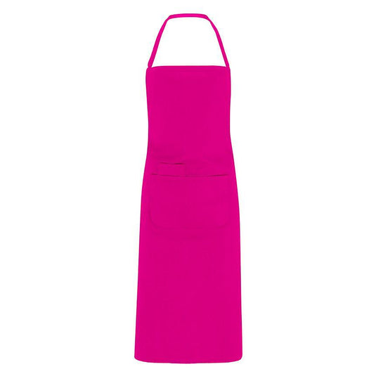 Long pink apron for kitchen, restaurant, and trade use, durable and stylish, perfect for chefs, waitstaff, and professionals.