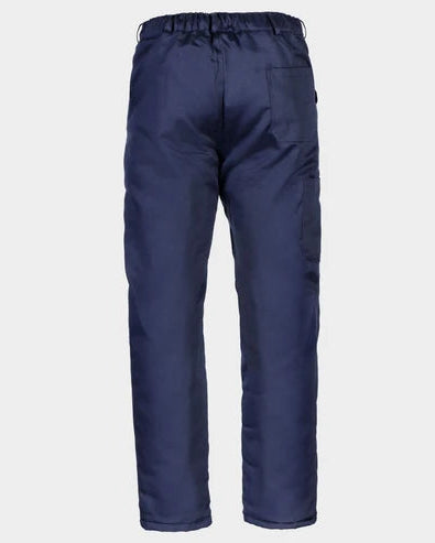 Navy blue pants on a light gray background
