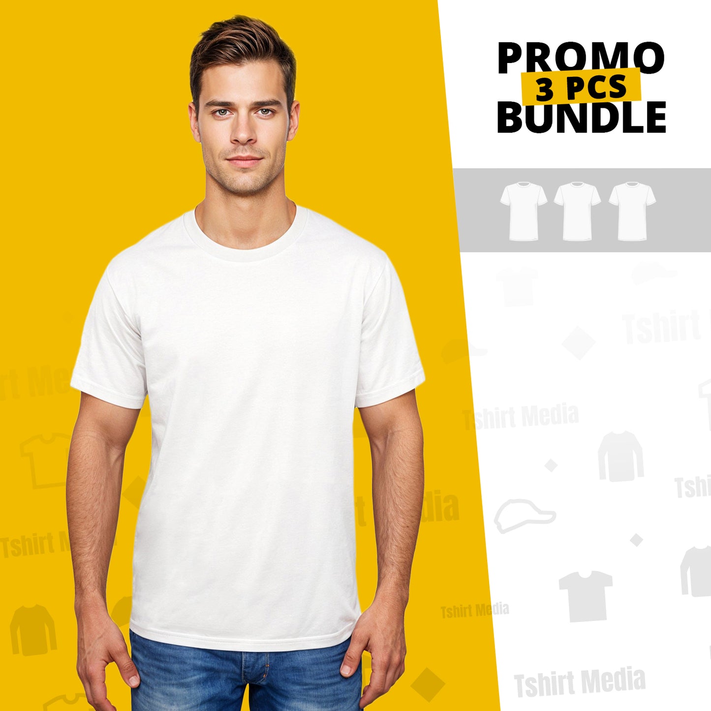3 BUNLE PACK - 3 Classic T-shirts  Super Premium - Man