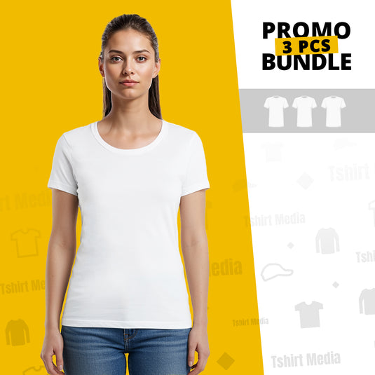 3 Bundle Pack - 3 U-neck T-shirts Super Premium - Woman