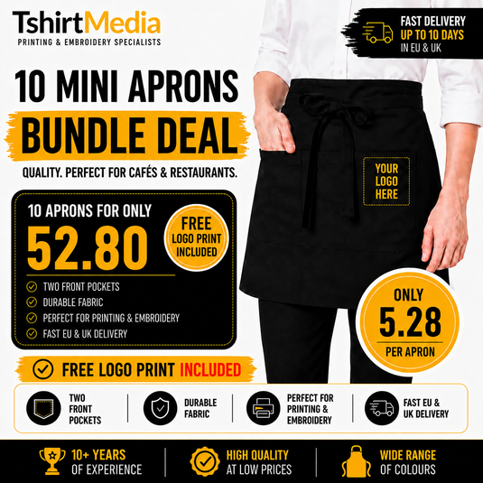 10 Short Aprons Bundle - Free Logo Included