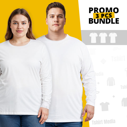 3 Bundle Pack - 3 Plus Size Long Sleeve T-shirts  Super Premium - Unisex