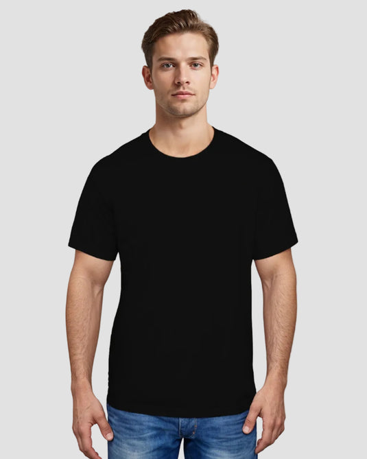 A promotional image featuring a man wearing a white classic t-shirt with the text 'PROMO 3 PCS BUNDLE' indicating a three-piece t-shirt package.