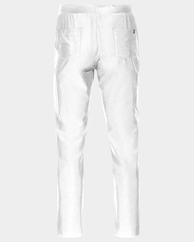 White pants on a light gray background