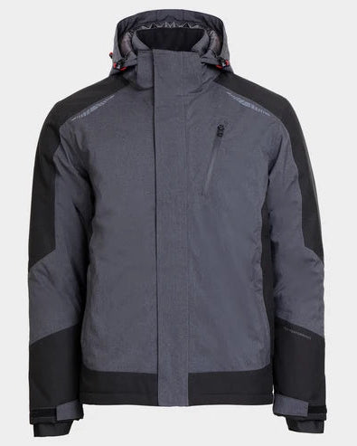 Gray and black jacket on a light gray background