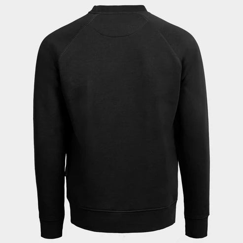 Navy blue sweatshirt on a light gray background