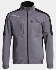 Gray jacket with black accents on a light gray background