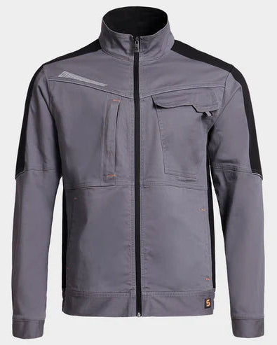 Gray jacket with black accents on a light gray background